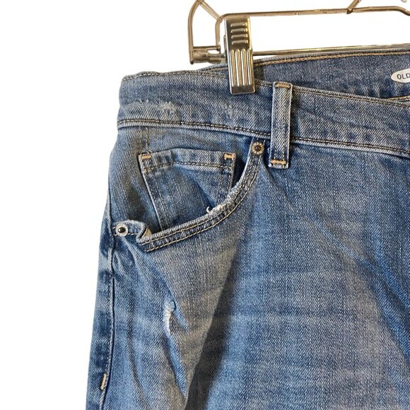 Old Navy Boyfriend Women Blue Distressed Ripped Jeans Standards Mid Rise Size 8 - Picture 12 of 13